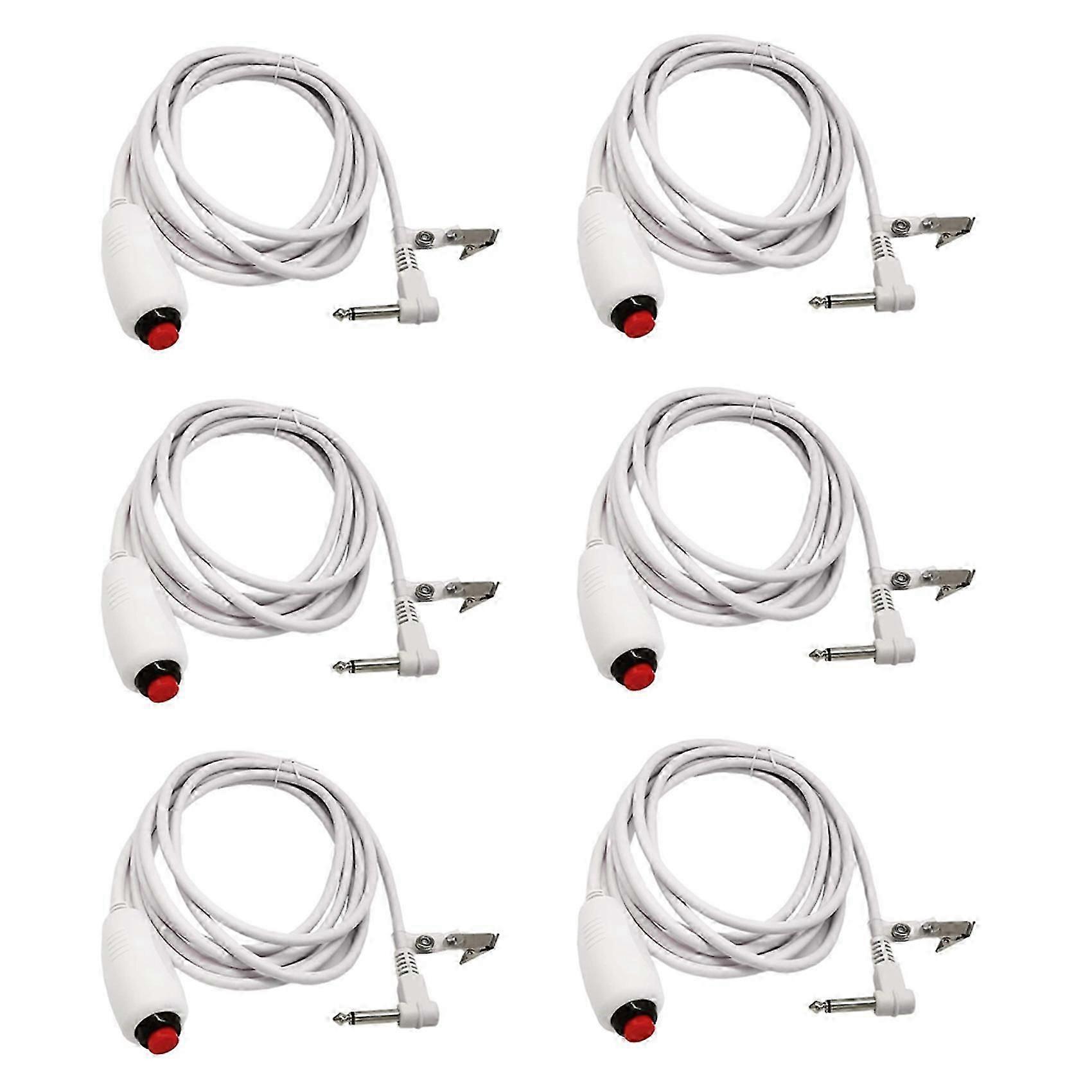 6X Nurse Call Cable 6.35mm Line Nurse Call Device Emergency Call Cable with Push Button Switch