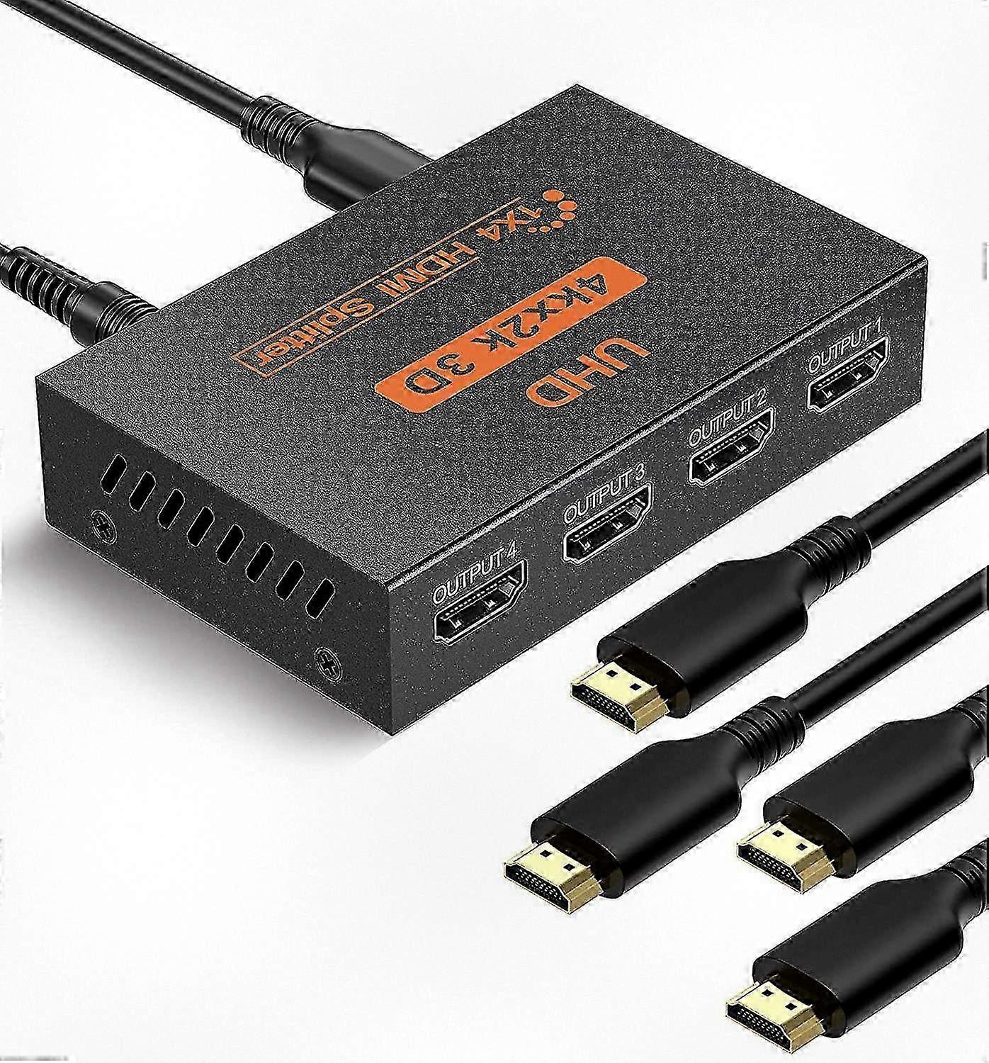 High-Quality HDMI Splitter 1 Input 4 Output, 4-Way HDMI Distribution, Supports 3D 4K 1080p, 1x4 HDMI Video Splitter