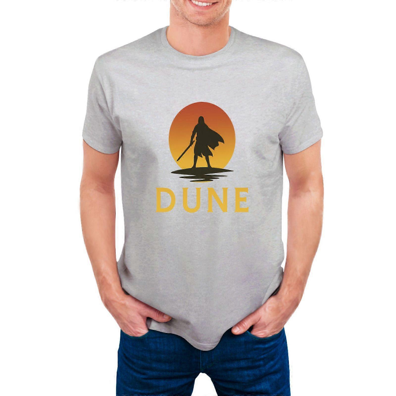 Mens Desert Warrior Graphic T-Shirt Sunset Cloak Silhouette Tee Dune-Inspired Minimalist Print Casual Short Sleeve Shirt Sizes XS3XL 14 Color Opt