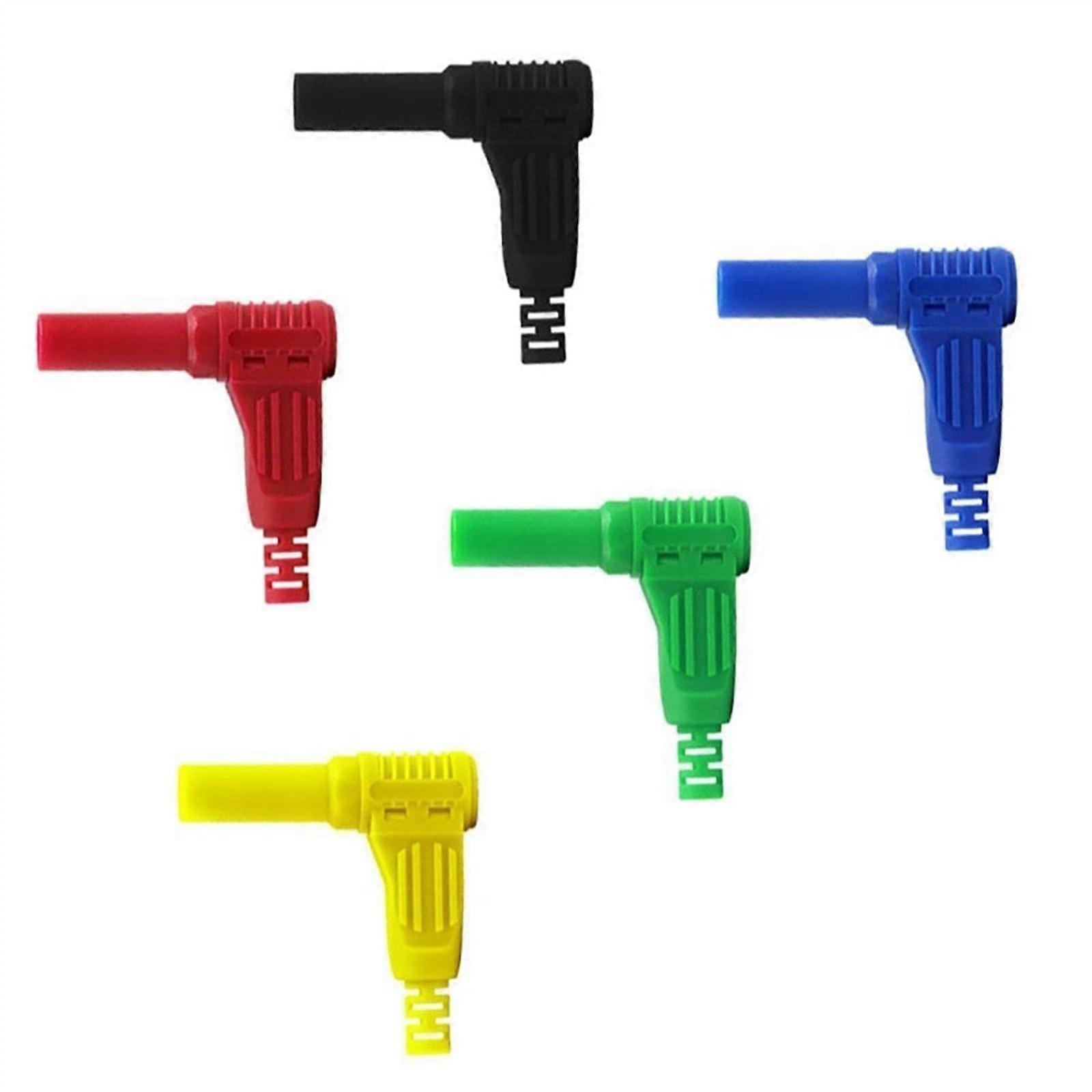 4mm Banana Plug 4mm Male Right Angle Insulation Wire Solder Type Elbow Banana Insert Multimeter Test Cable Connector (Color : Blue)