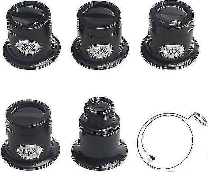 5 piezas relojeros lupa 3x-20x joyas lupa con lupa