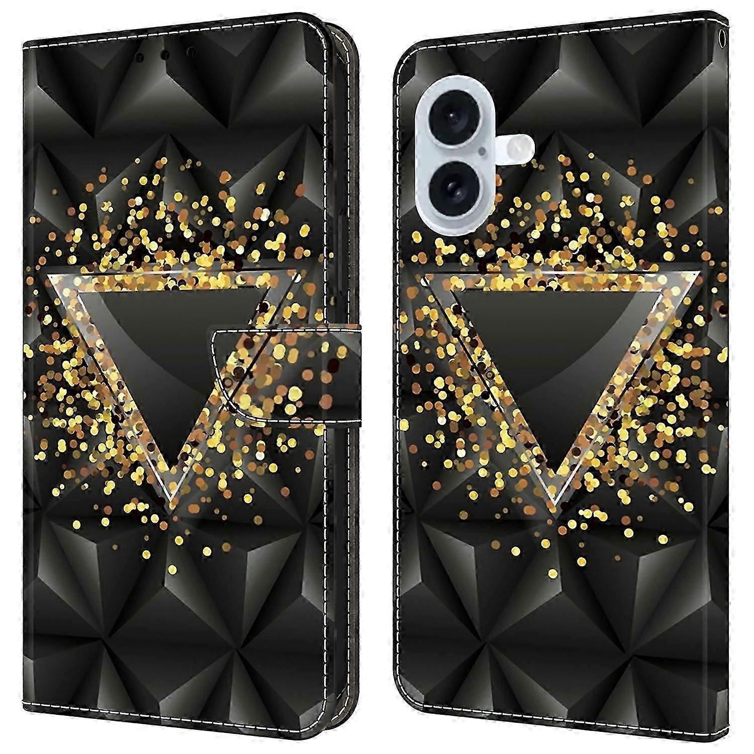 For iPhone 16 Case PU Leather Wallet Phone Cover with Stand