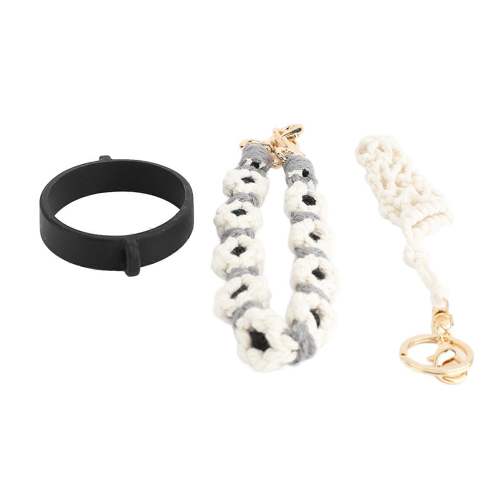 3 stk sett tusenfryd blomst vannflaske håndtak stropp kopp håndstropp håndverk vevd kopp tau for 16-40 oz og bred munn flasker svart 