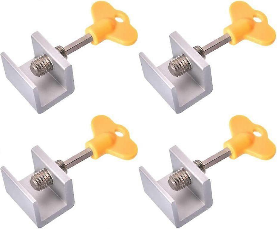 Window Locks, 4 Pack Aluminum Sliding Window Locks, Adjustable Frame Security Lock for Sliding Door with Keys(B