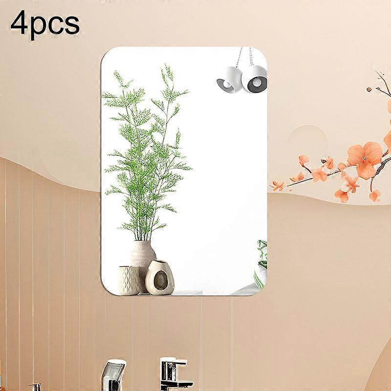 4pcs Round Corner Models Rectangle Acrylic Mirror Stereo Wall Stickers