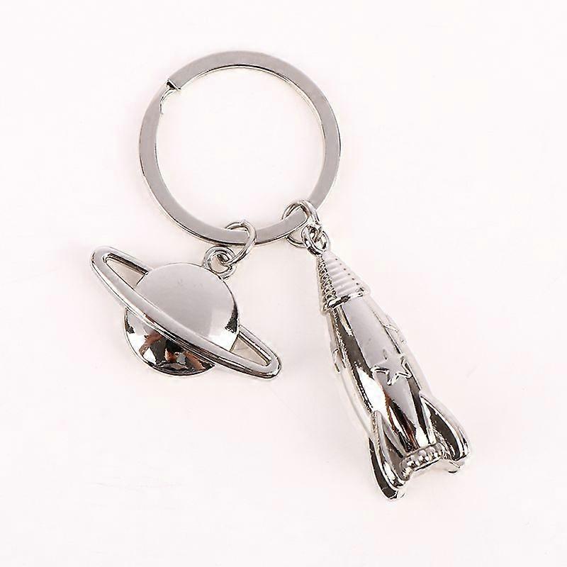 Metal Rocket Keychain Men Dream Planet Spaceship Key Chain Space Travelling