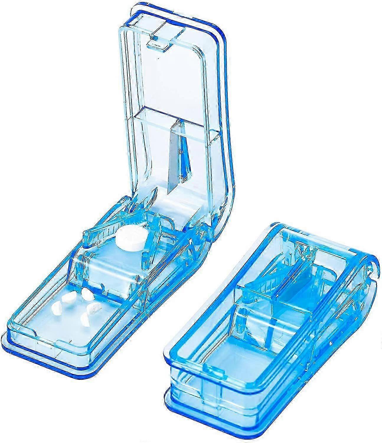 Pill Splitter Travel Pill Case With Blade And Storage Compartment Pill Storage Container for Vitamin