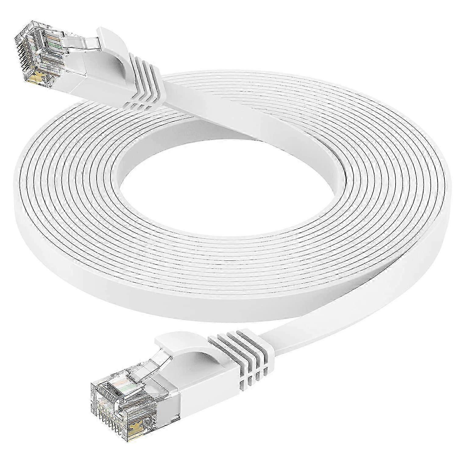 Ethernet Cable 15m High Speed, Cat 6 Flat Network Cable with Rj45 Connectors, Long LAN Cable with Clips