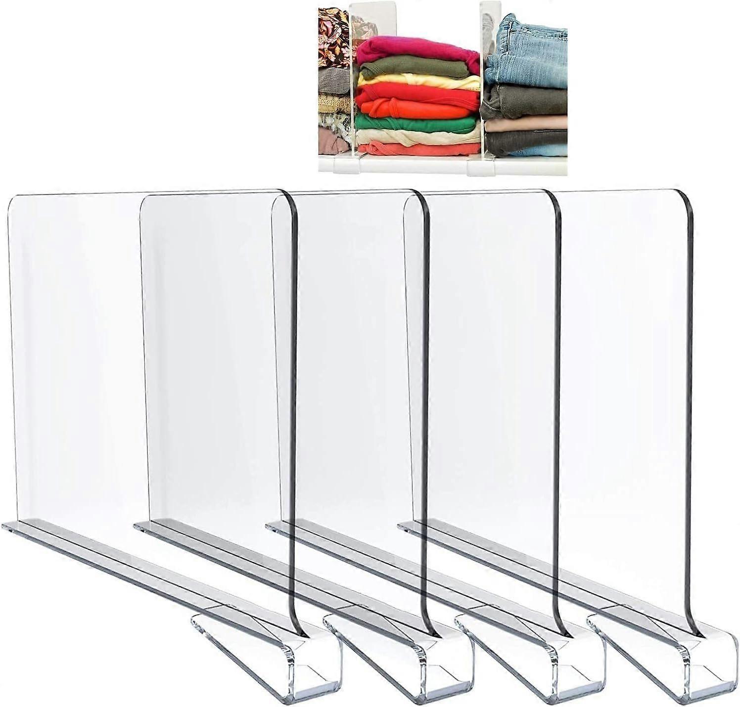 Set of 4 Shelf Dividers, Premium Clear Acrylic Lumtens Dividers for Closets, Easy to Install, Clothes, Lumtens, Lumten Shoe Cabinets