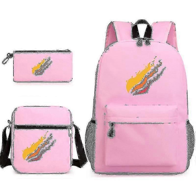 8color/Backpack Casual Student Schoolbag Three-piece Set-i