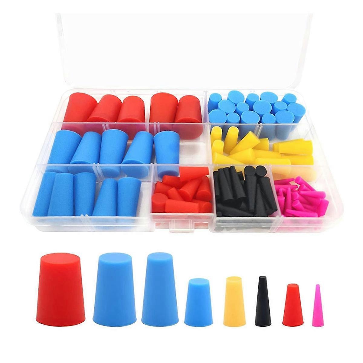 120Pcs Rubber Tapered Plugs, 8 Size From 1/16 to 5/8In for Hole Plugs