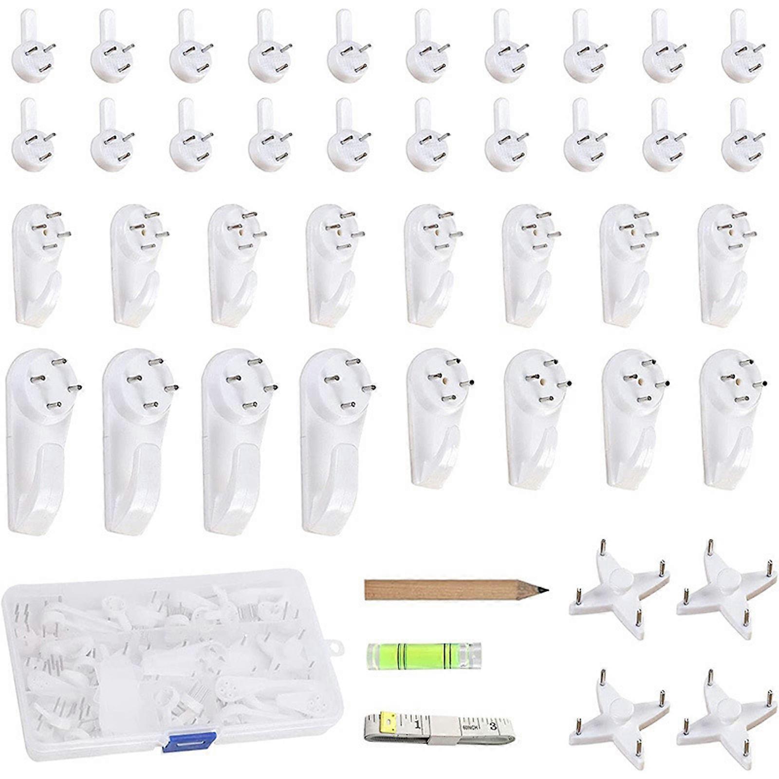 Multipurpose Picture Hanging Hook  Set ABS Picture Hangers set 43pcs for Concrete Wall  Perfect for Frame & Clocks