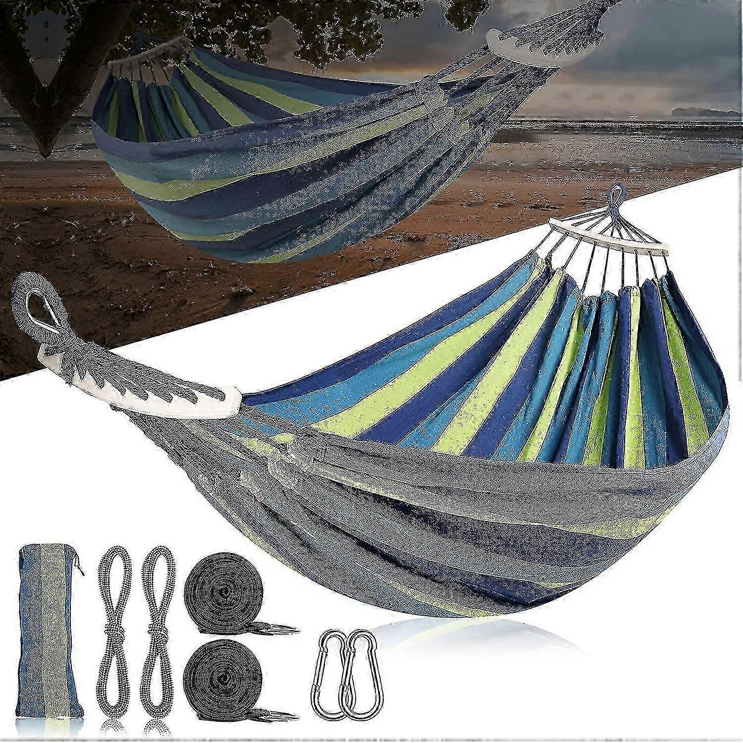 Outdoor Canvas Hammock With Bars, (280*150cm) Portable Hammock