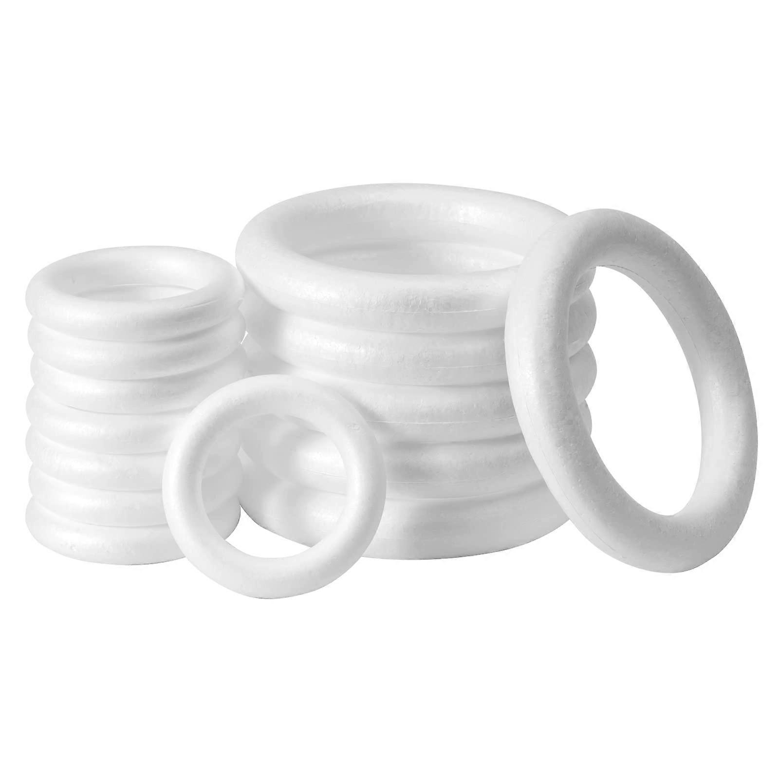 14 Pack Foam Wreath Form, 2 Sizes 7.5in(6pack) 4.6in(8pack) for DIY Crafts