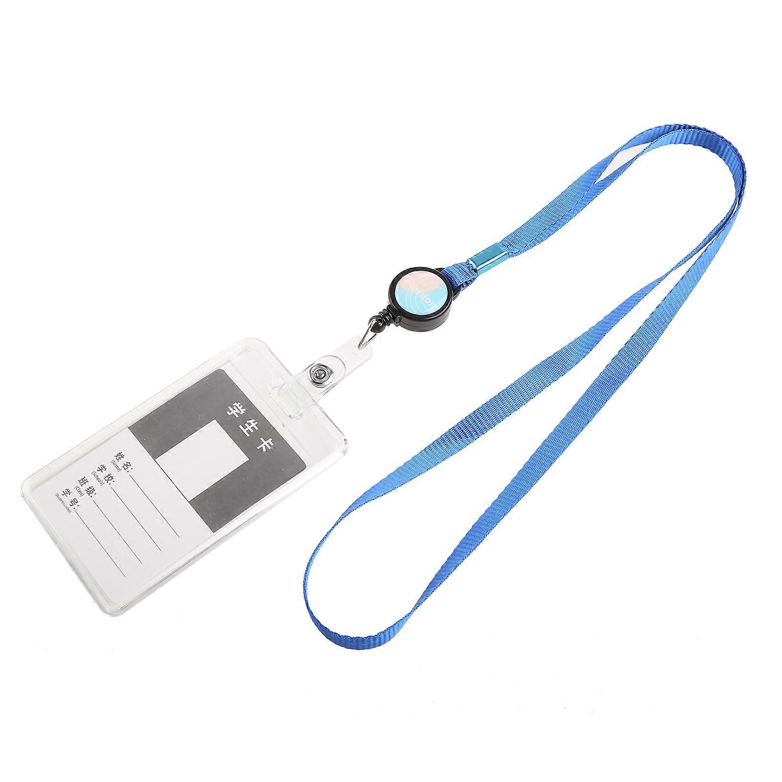 Retractable Badge Holders with Neck Hanging Lanyard Vertical Transparent Name Tag ID Card Holders for Doctor Students  Blue