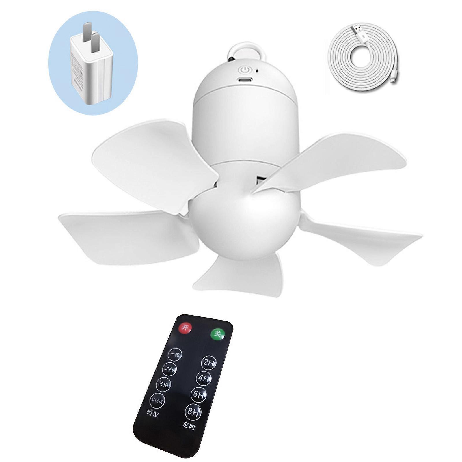 4000/6000mAh Ceiling Fan with Remote Controller Portable Tent Hooks Hanging Fan Detachable for Tent Car RV Camping