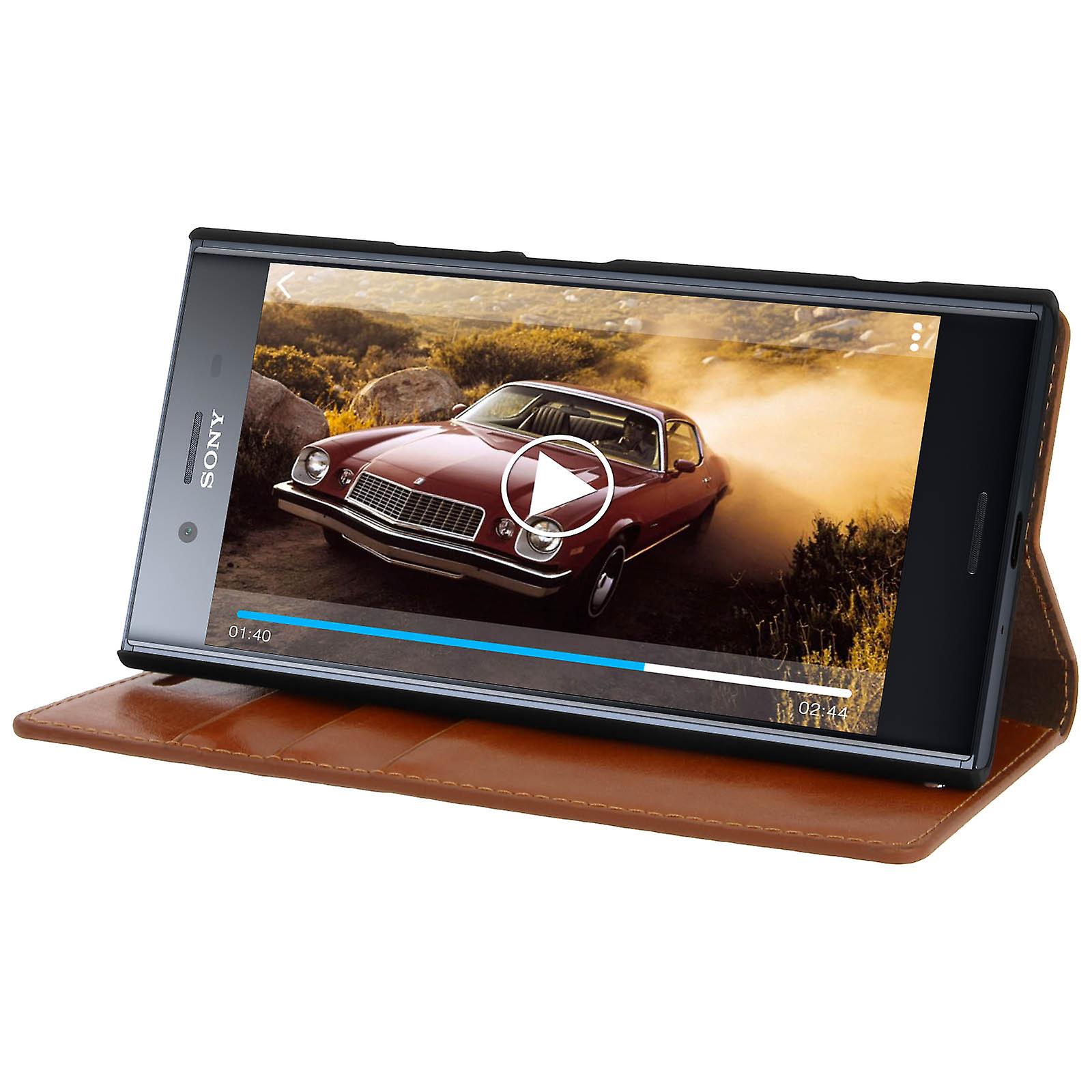 Folyo Gerçek Deri Sony Xperia XZ Premium Kılıf Kart Tutucu Video