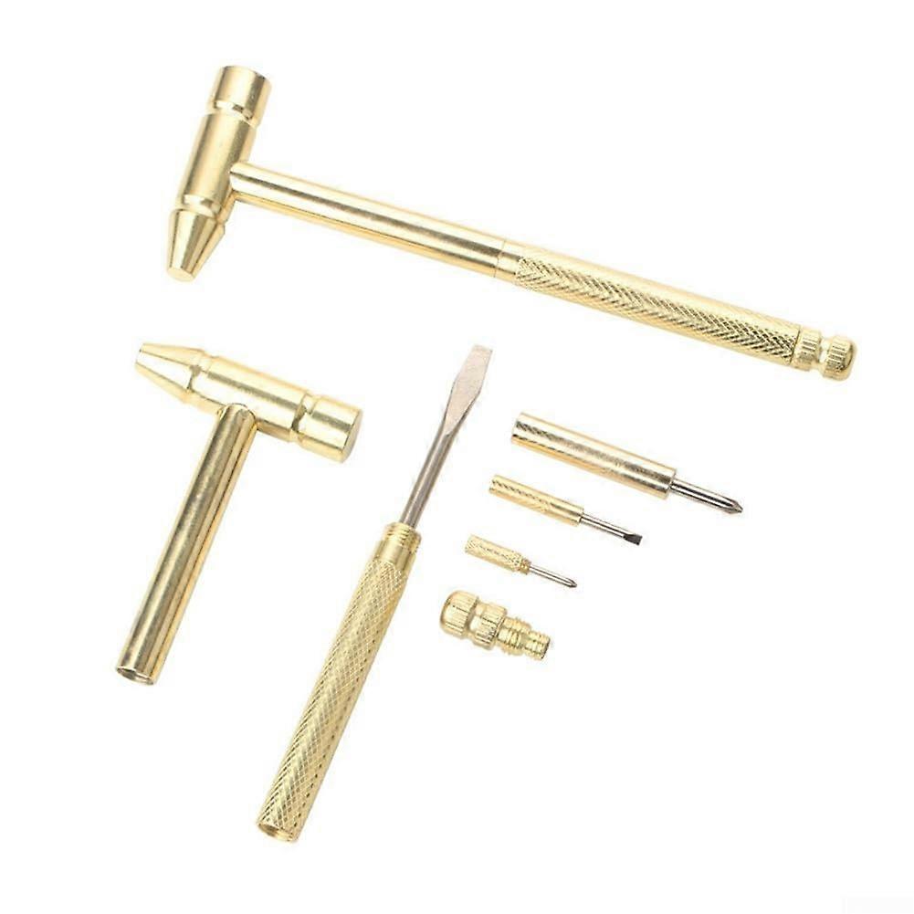 Small and Handy Brass Hammer and Slotted Cross Screwdriver Set for Fine Detail - Precision Detail Tools Mini Hand Tools