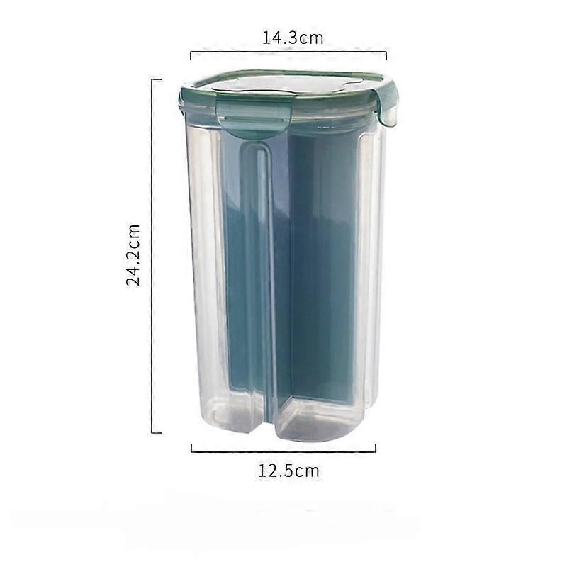 3L Plastic Transparent Grain Storage Jar with 4 Compartments (Green)