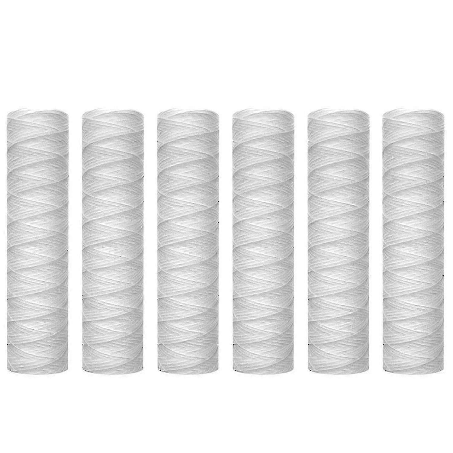 10 Micron String Wound Water Filter Cartridge, 6 Pack, Universal - White