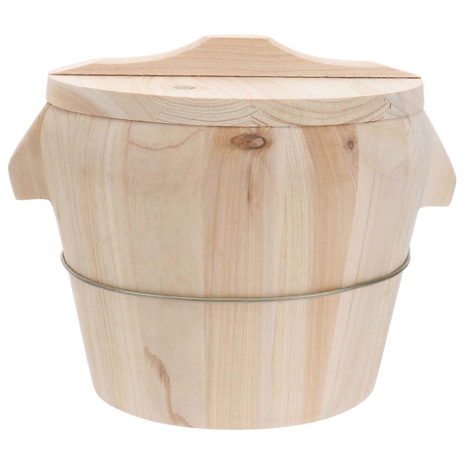 1pc Wooden Steaming Rice Tool Flat Lid Steamed Rice Barrel