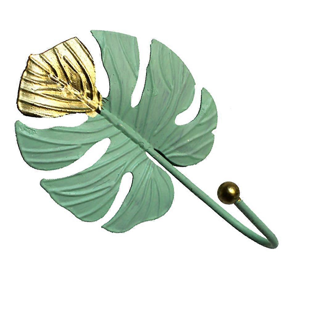 Creative Wall Hook in Leaf Shape for Home Use Made of Iron Green Color Fits Many Occasions 1pc