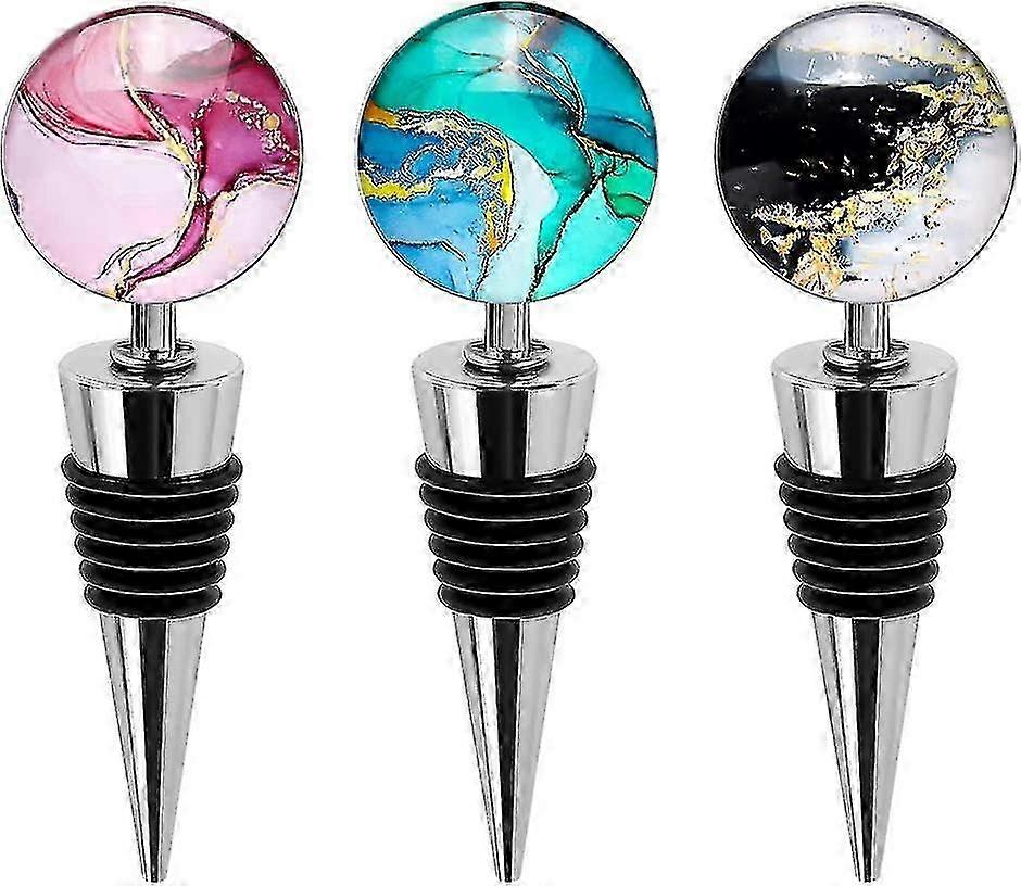3パック装飾ワインストッパー、ギフト&バー用ガラス飲料ボトルストッパー