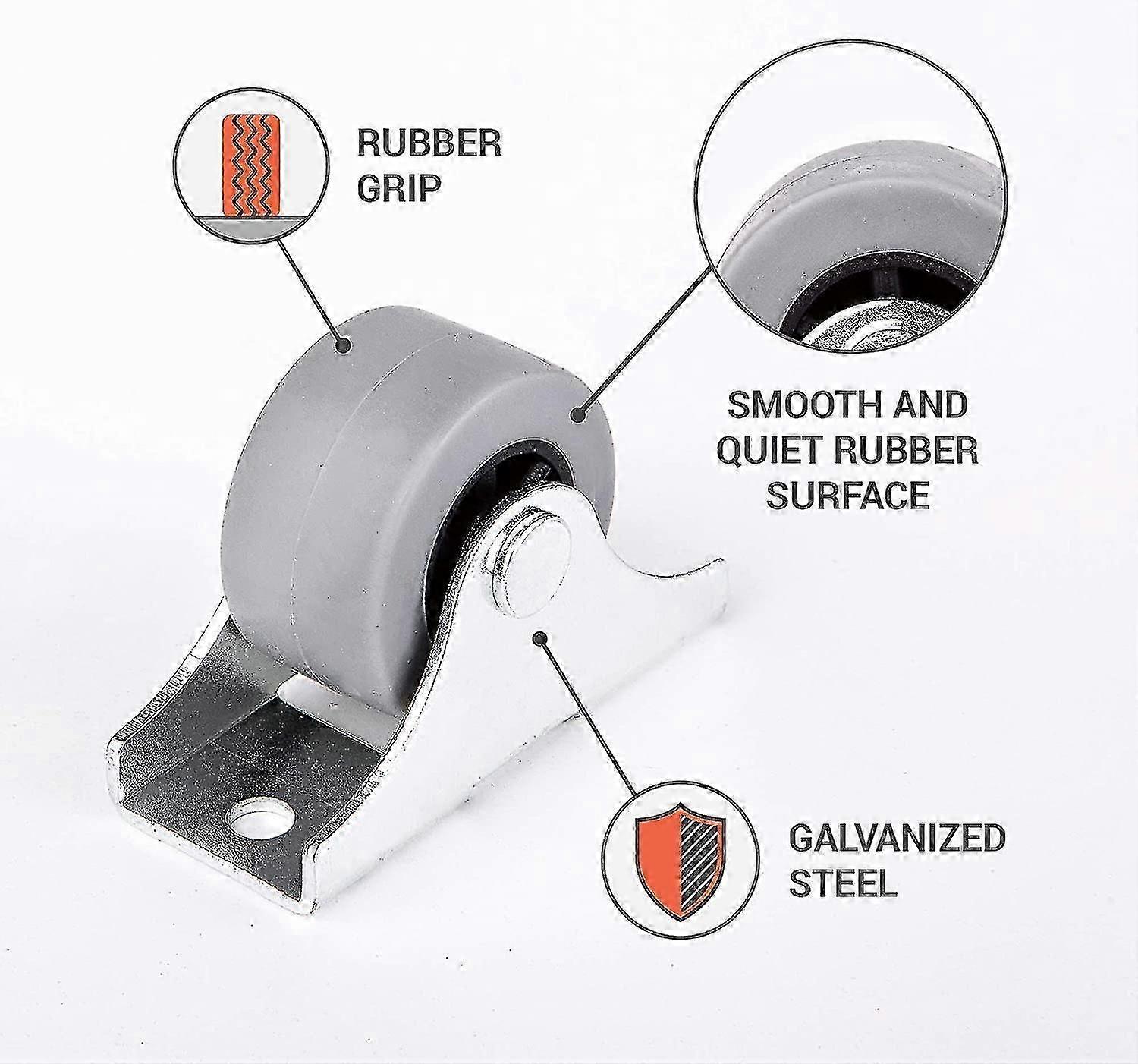 12パック25mmゴム固定キャスター、家具家電機器用のプラスチックフリー非スイベルホイール