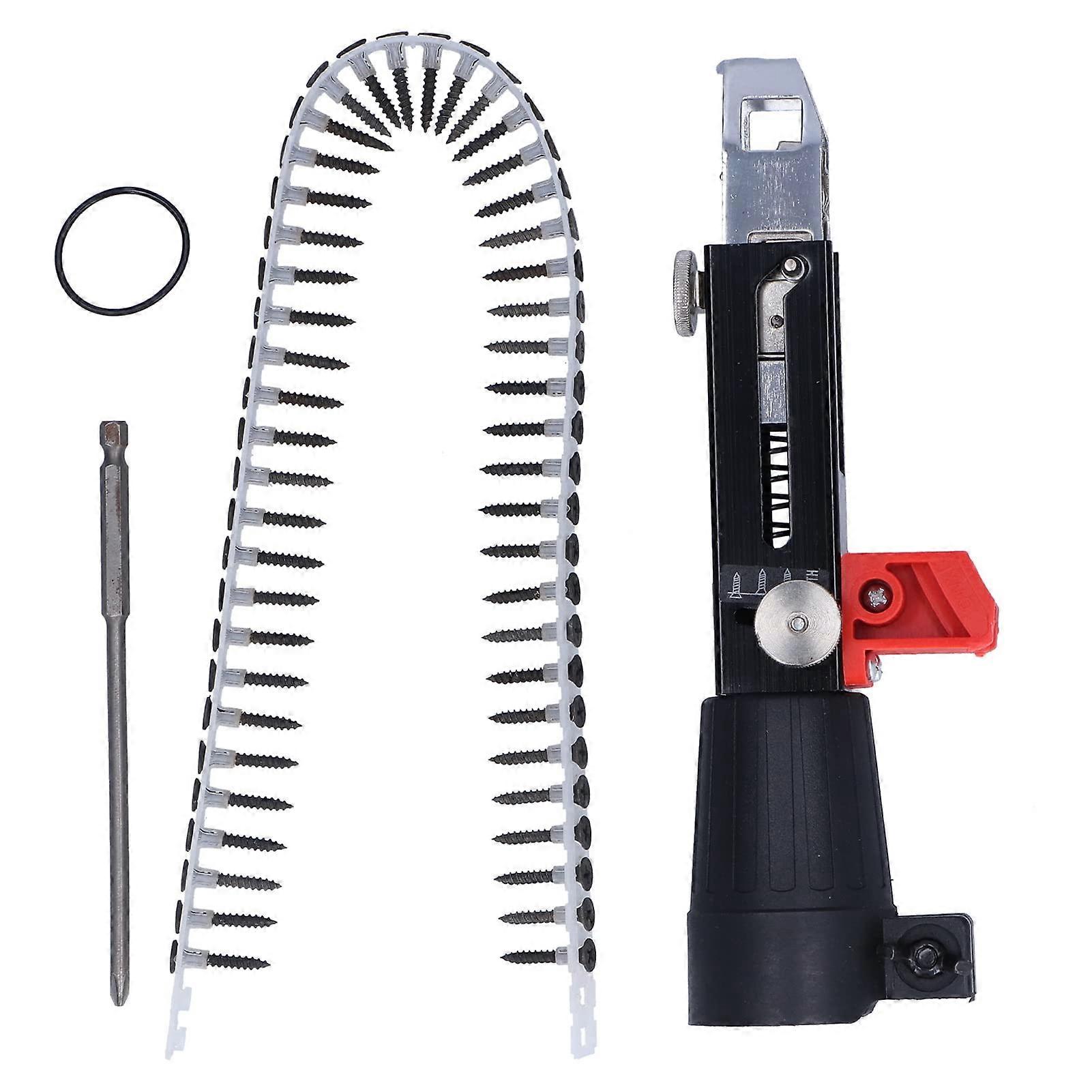 Automatic nail gun adapter, continuous nail feed, adjustable screw length and depth, rustresistant stainless steel, including 50 chain nails for