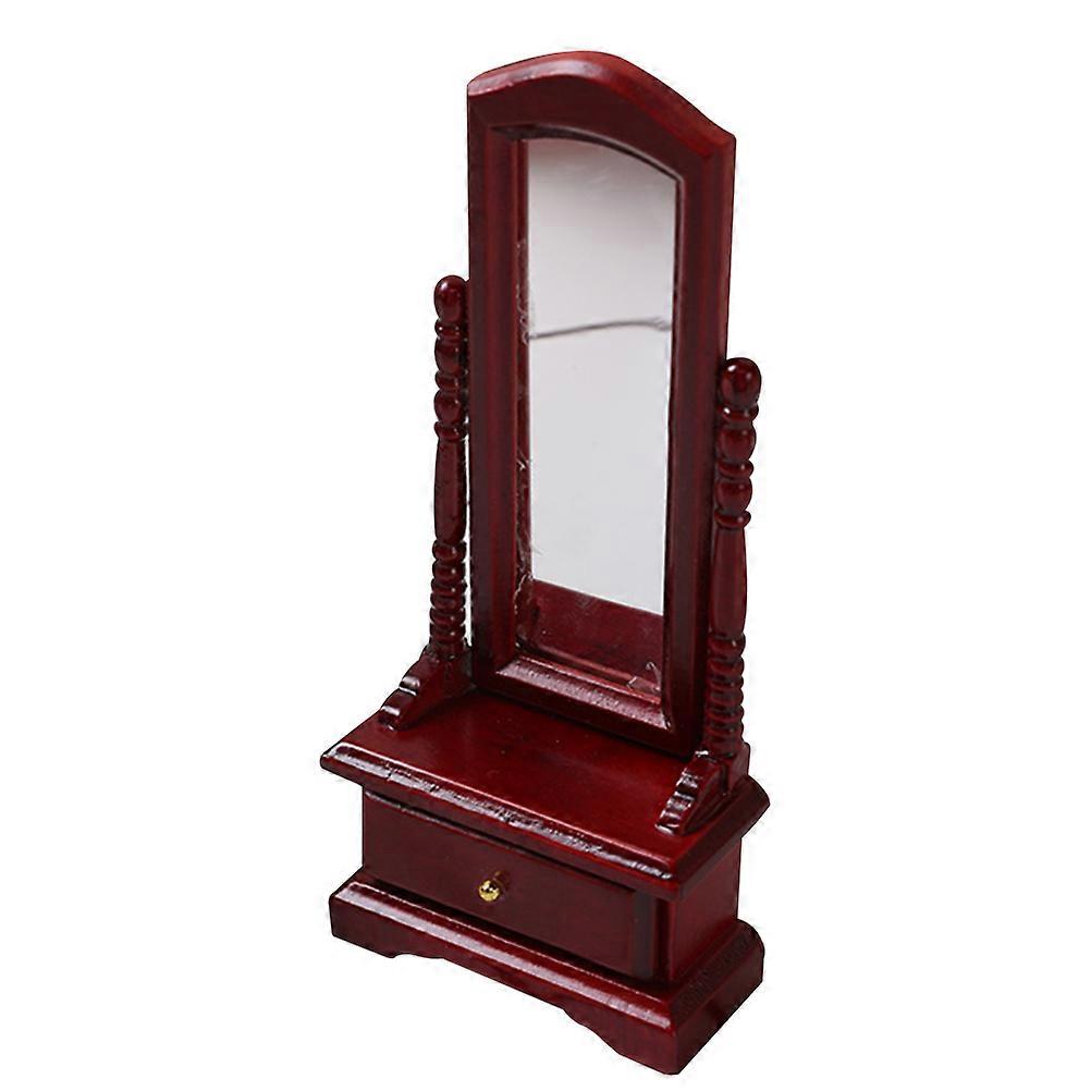 Full-Length Mirror Model Miniature Dressing Mirror with Cabinet for Decoration 1Pcs
