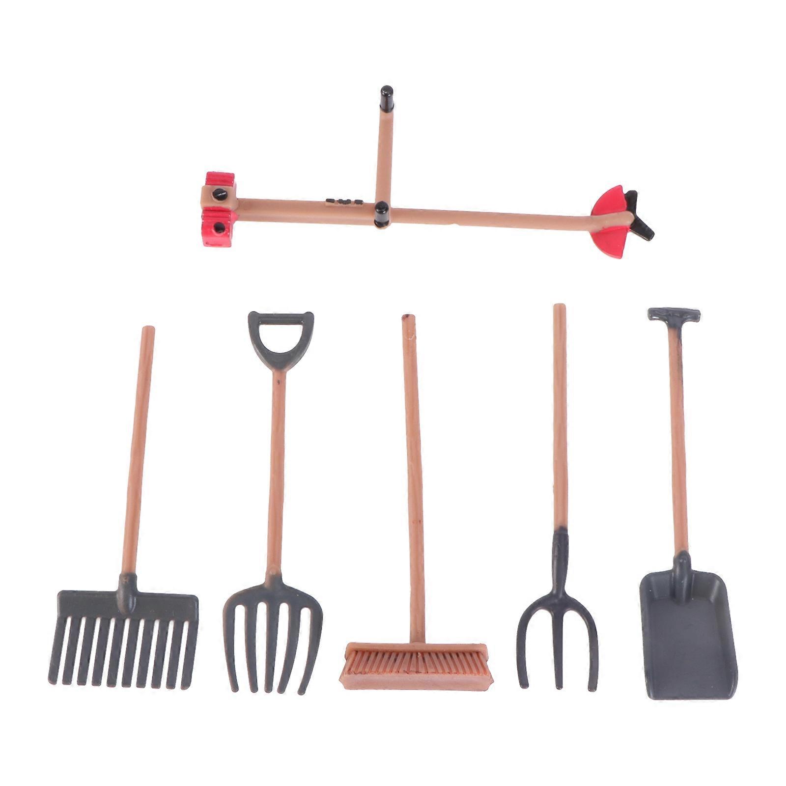 Miniature Farm Tools Model Assorted Color 10X3CM Compact Decorative 6Pcs