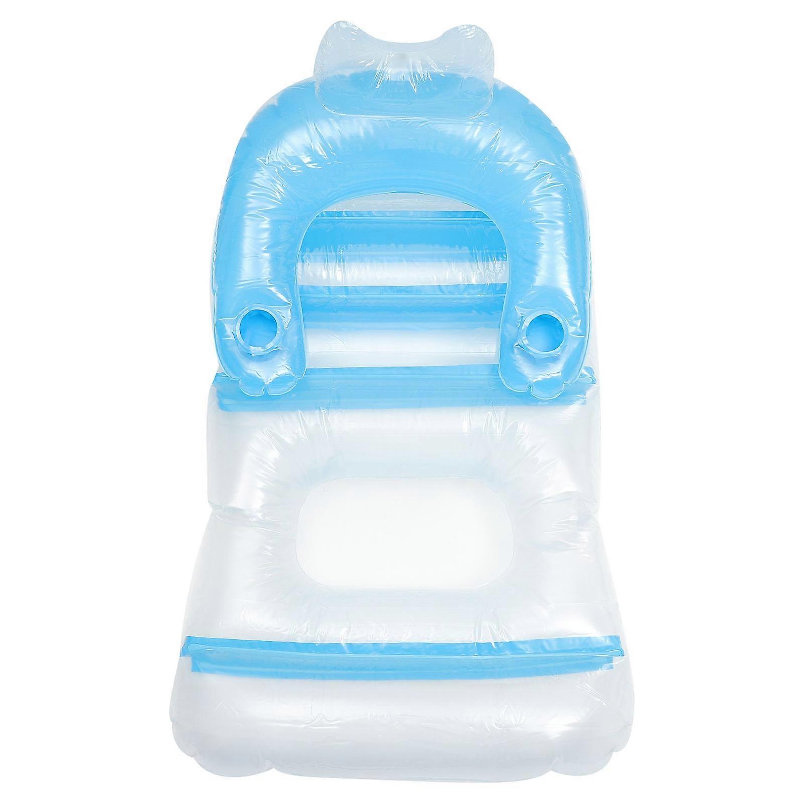 Swimming Pool Floats Inflatable Floating Bed Floating Pad Beach Summer Use Blue 137x80CM Soft Floating Bed 1Pack