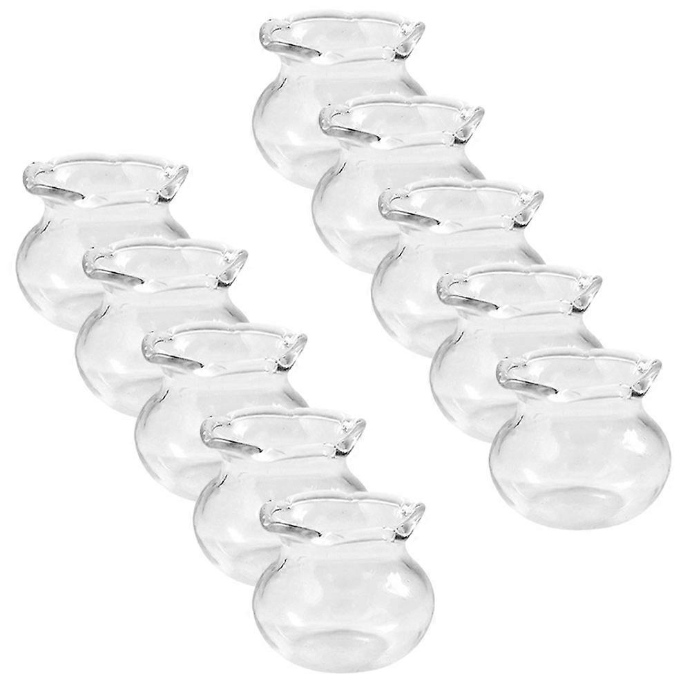 Miniature Fish Tank Crafts Transparent Mini Aquarium Small Glass Fish Bowl Tabletop Display 10Pcs