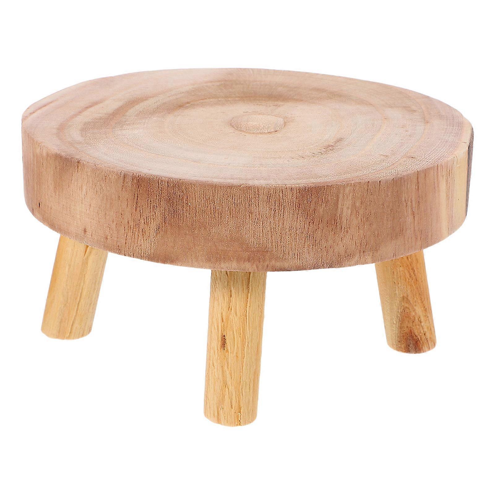 Wood Stool Shaped Flower Pot Stand 1 Set Display Base for Home Crafts