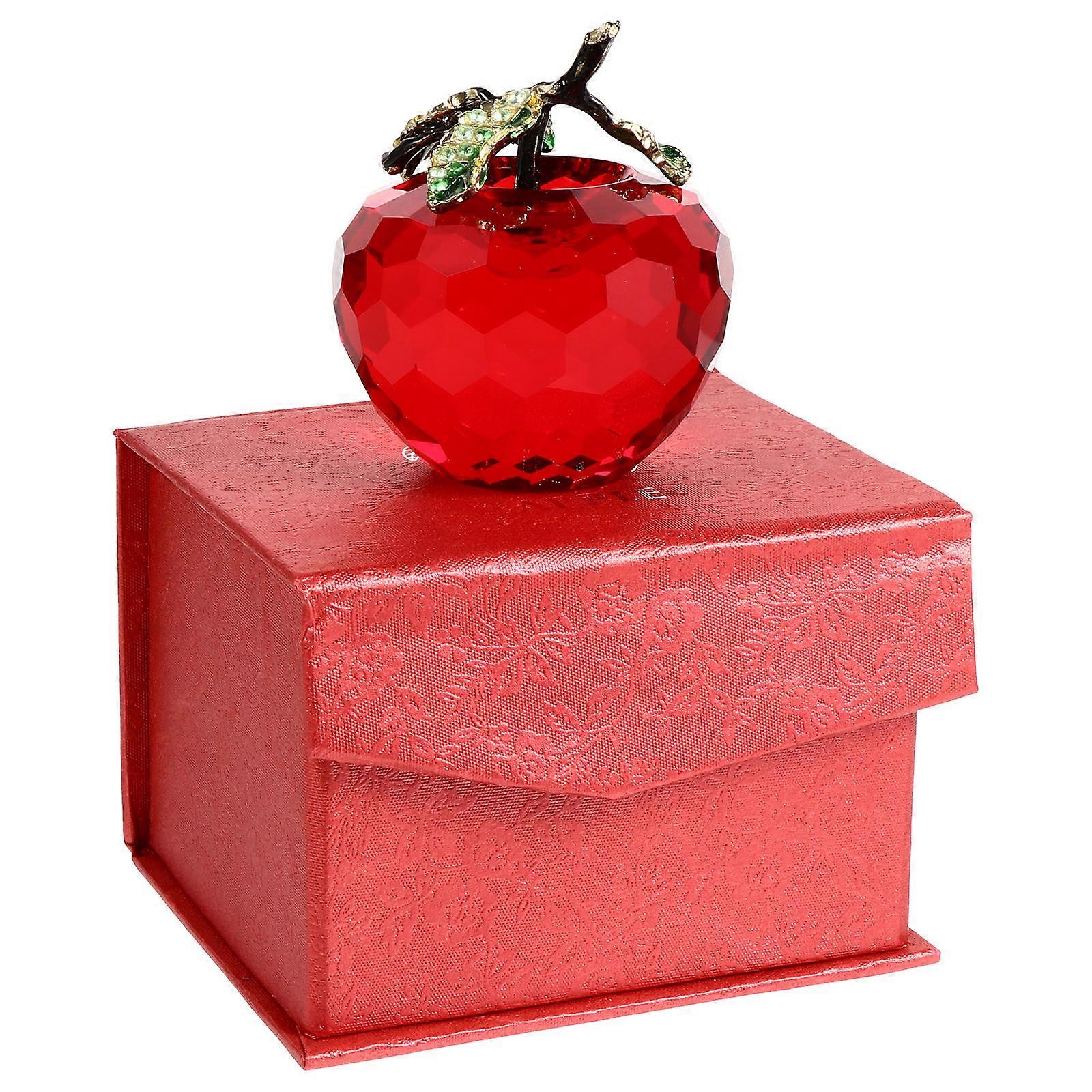 Red Crystal Apple Shape Desk Decor present For General Users 7X6CM Christmas Ornament 1Pack