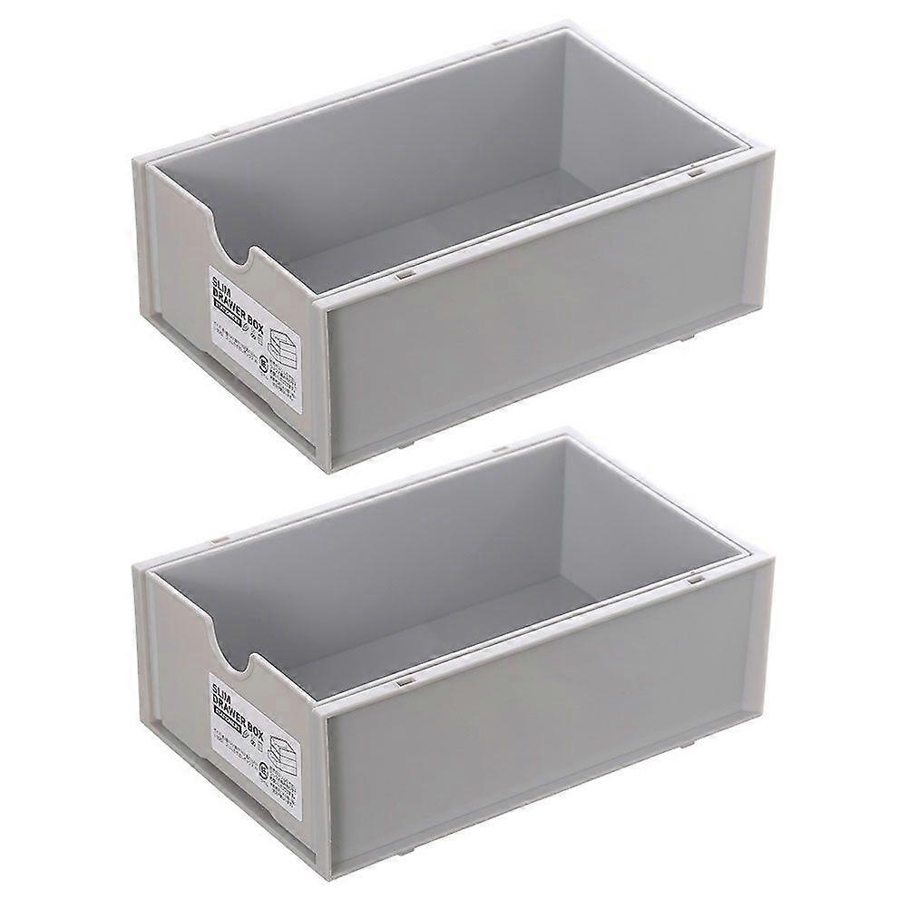 2pcs Desktop Stackable Storage Box Multi-purpose Drawer Box Sundries Container
