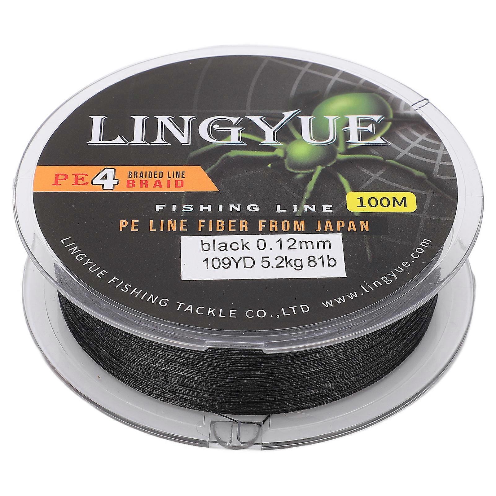 100m Multicolor Braided Fishing Line Wear Resistant Durable Black 0.6