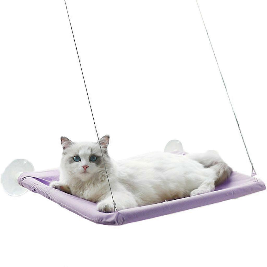 Cat Window Perch, Safety Hammock, Space-Saving Resting Shelf with Suction Cups (Purple)