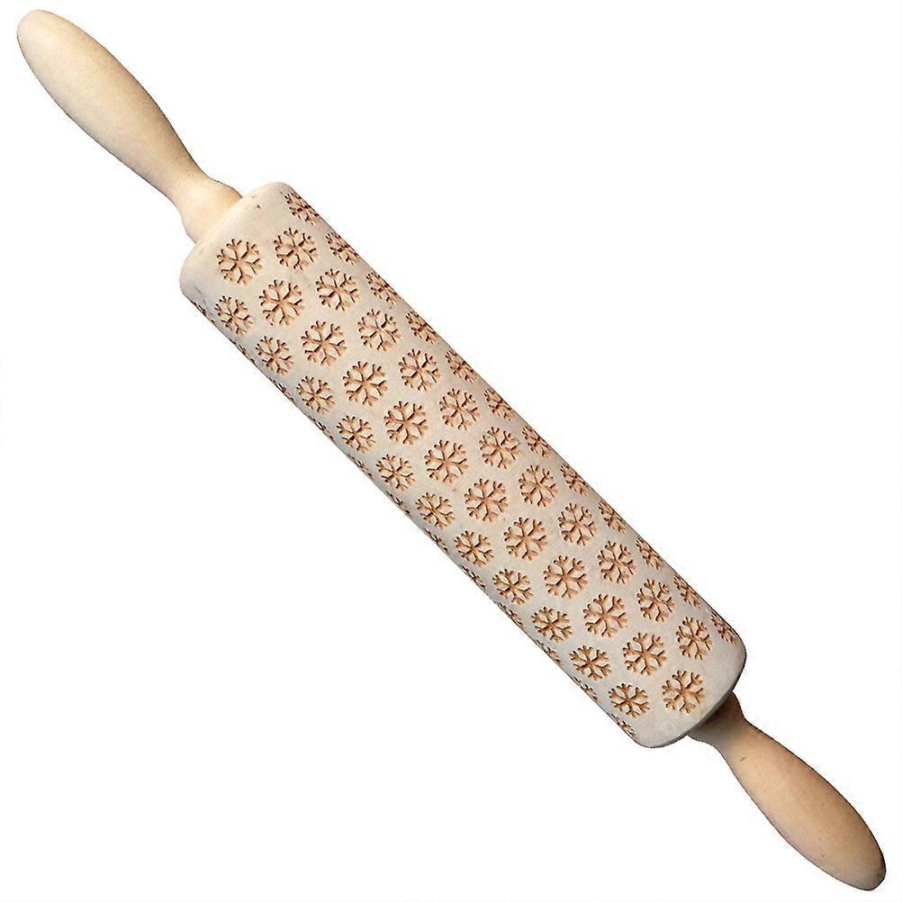 Christmas Rolling Pins Wooden Rolling Embossing Baking Biscuit Fondant Cake Patterned Roller