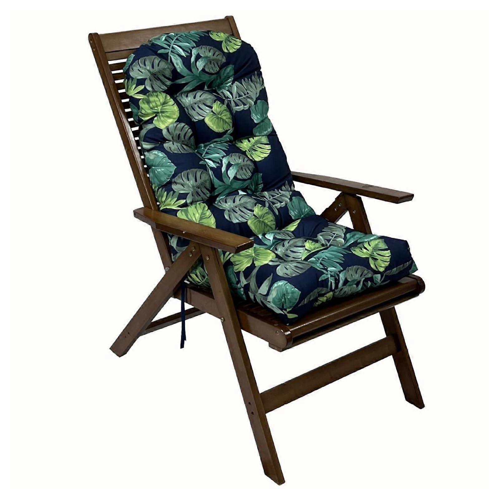 Swing chair cushion with high backrest for terrace, allinone nonslip for indoors and outdoors (Green Leaf) 110x50cm