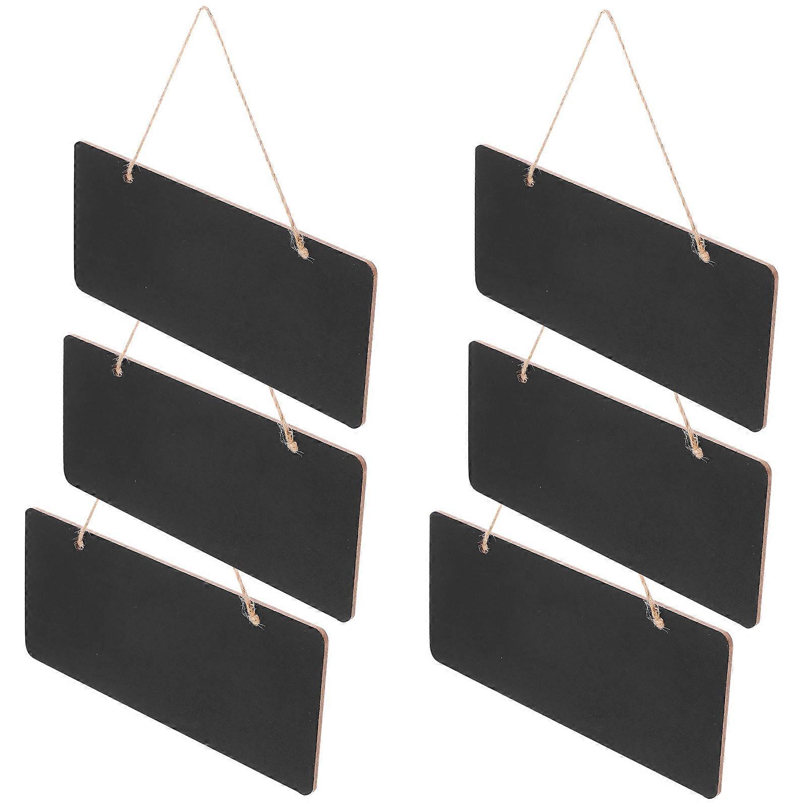 Message Board Sign Chalkboard Pendant Hanging Blackboard Commercial Use Rectangular Reusable 6Pcs