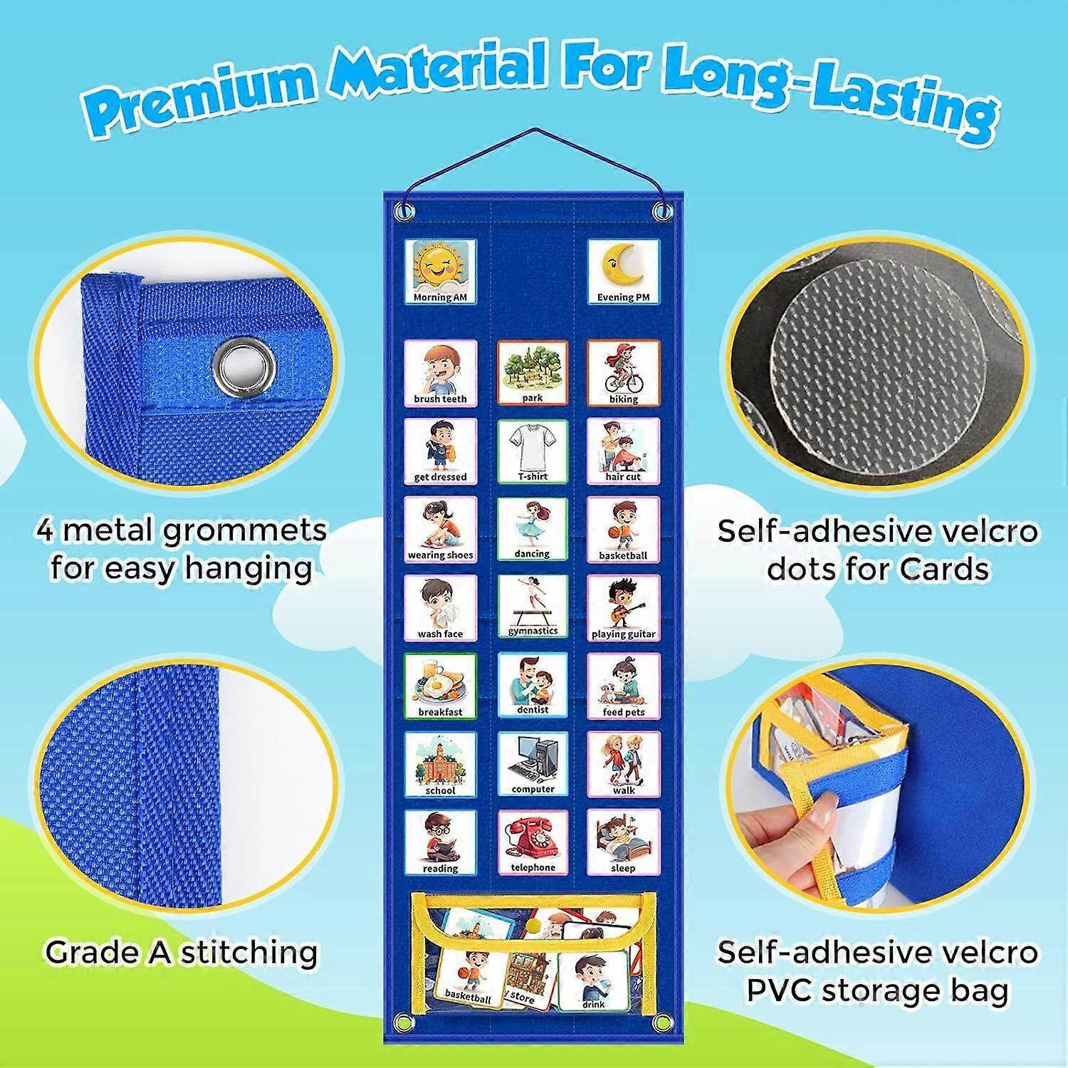 1 Set Kids Visual Schedule Calendar Charts 2 In 1 Daily Chore Routine Chart With Cards Wall Planner Learning Materials For Toddlers Home School