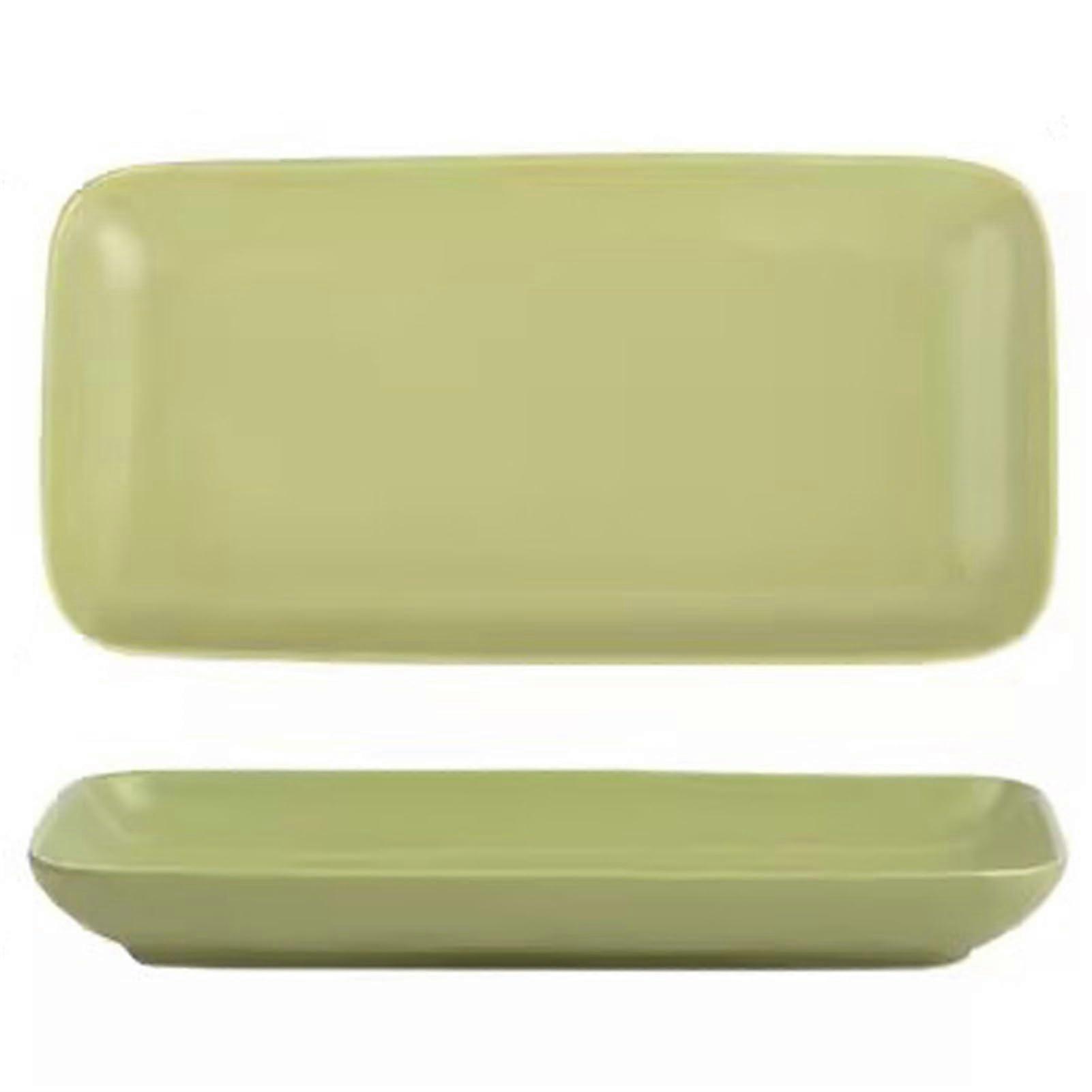 Rectangular Serving Plates Japanese Style Porcelain Green 26.4 x 13.5 x 2.8 cm For Salad Pasta Dessert