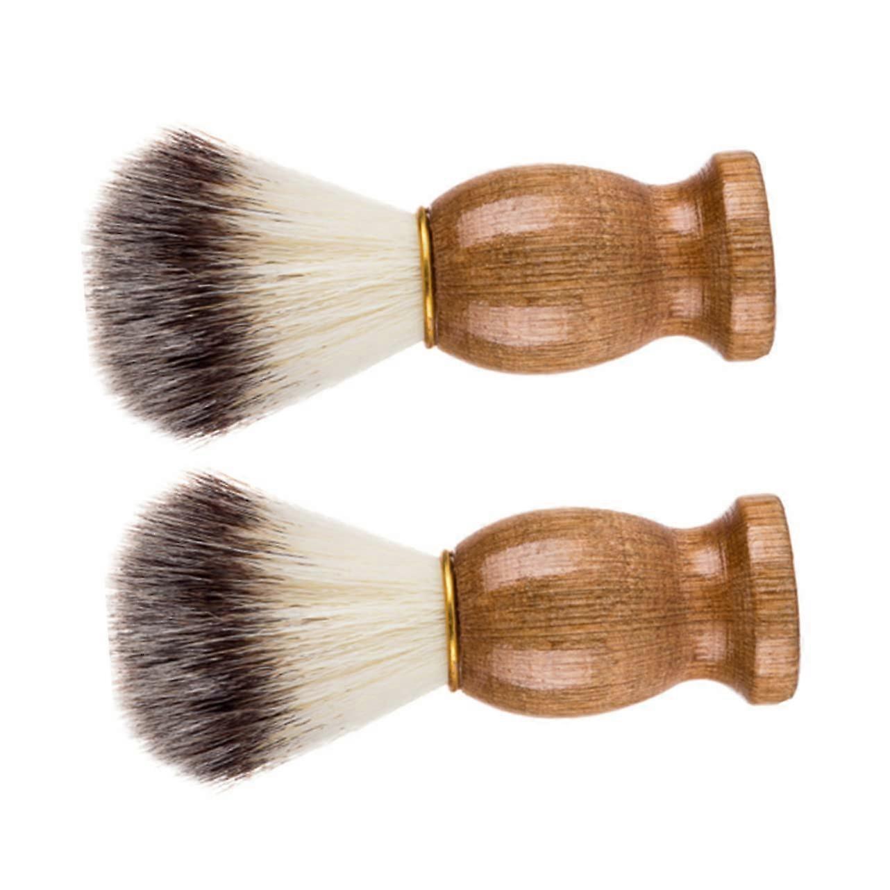 2 x Razor Brush Soft Nylon Bristles Shaving Brush with Wooden Handle for Men Professional Beard Care for Salon Home Vegan