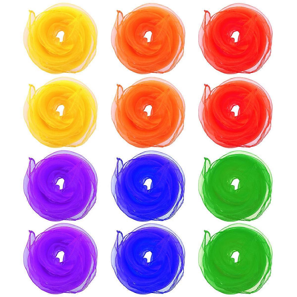 Dancing Scarves Kids Dance Performance Stage Props 63x63cm 12Pcs