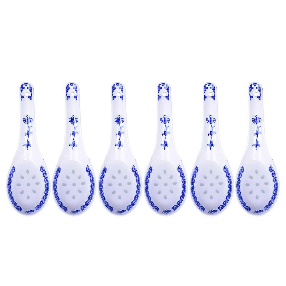 Heat-Resistant Ceramic Soup Spoons Elegant Design For Home Use And Restaurant Use Blue 13.5X4.5CM 6Pcs
