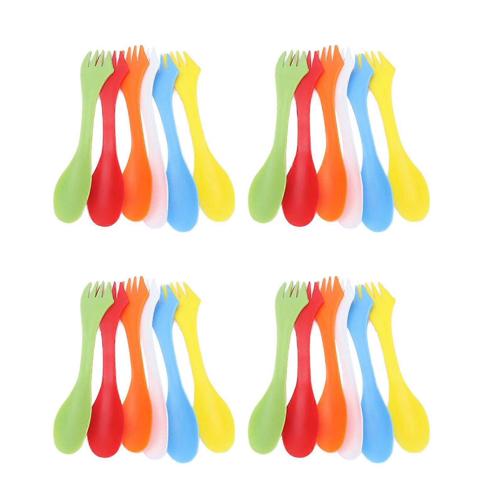 24pcs 3 in 1 multifunzionale portatile in plastica cucchiaio coltello forchetta utensili set per attività all'aperto