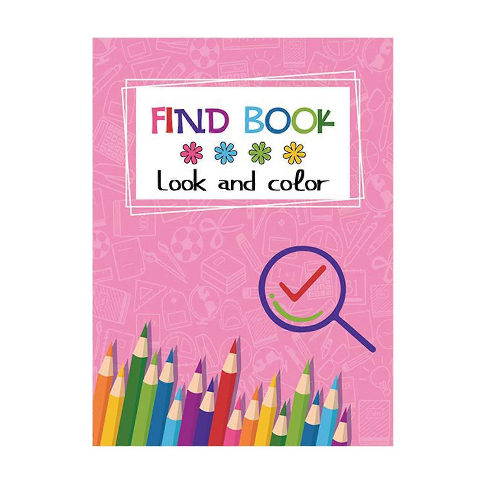 Coloring books for cartoons, activity book for coloring, cartoon characters, portable, for boys and girls, at home or on the go, pink