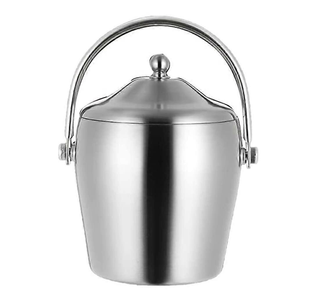 Stainless Steel Ice Bucket Cooler Box With Lid Cooling Bucket Champagne Bucket Ice Cube Storage (Sanding, 1L) 1L Sanding
