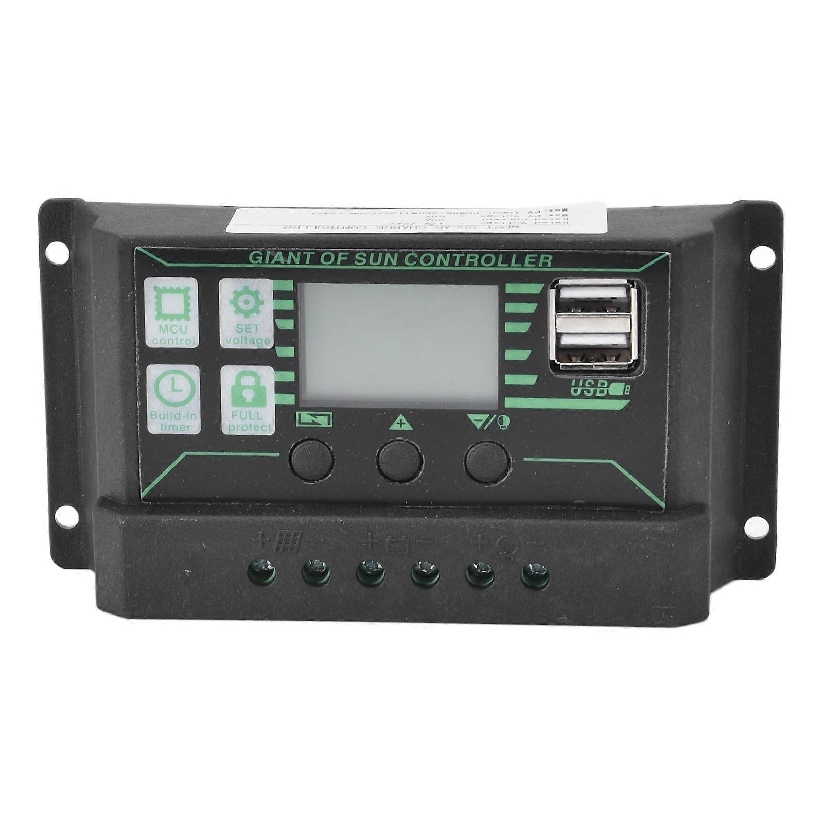 Charge Discharge Controller Adjustable LCD Display PWM Dual USB Photovoltaic MPPT Solar Panel Regulator